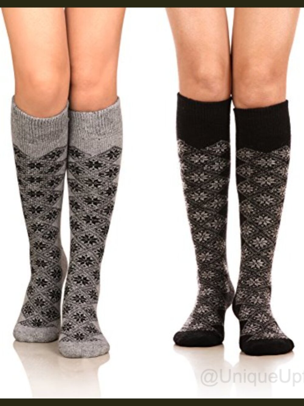Wool Knee High Socks Women Thermal Hiking Skiing Boot Socks 2 Pairs